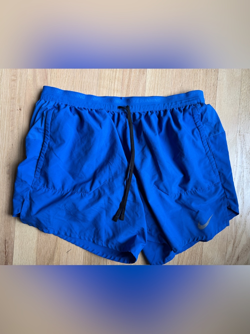 Nike Men’s Bright Blue Athletic Shorts with Black Drawstring